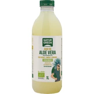 Jugo de aloe vera con agave, limón y jengibre ecológico botella 1 l -