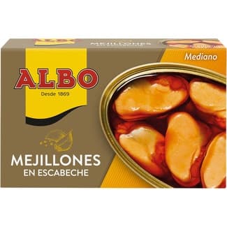 Mejillones en escabeche 10-14 piezas lata 72 g neto escurrido -