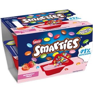 Mix-in yogur cremoso de fresa 76% leche con smarties de chocolate pack 2 unidades 128 g -