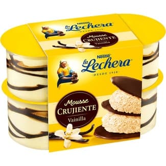 Mousse de vainilla con finas y crujientes láminas de cacao pack 4 unidades 57 g -