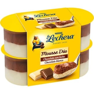 Mousse dúo chocolate con leche y chocolate blanco pack 4 unidades 59 g -