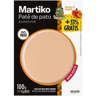 Paté de pato superior con dulce de calabaza envase 75 g +33% gratis -