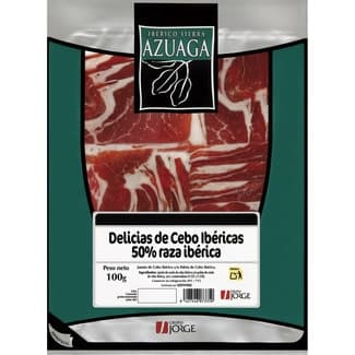 Delicias Ibéricas jamón y paleta de cebo ibérico 50% raza ibérica en lonchas sin gluten envase 100 g -