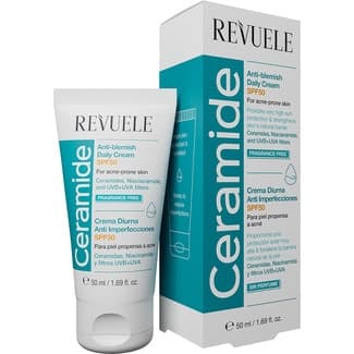 Crema de día anti-imperfecciones con ceramida SPF50 para piel con acné tubo 50 ml -
