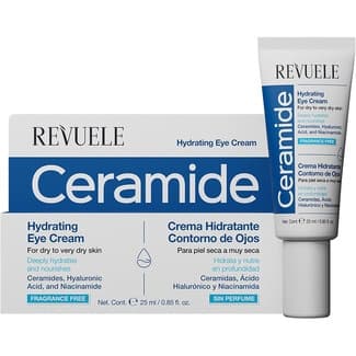 Crema hidratante contorno de ojos Ceramide para piel de seca a muy seca sin perfume tubo 25 ml con ceramidas, ácido hialurónico y niacinamida -