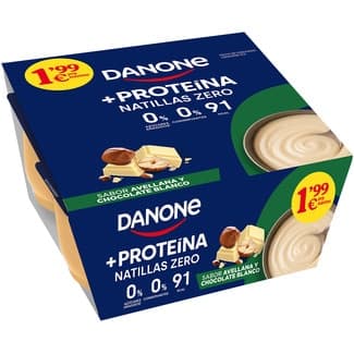 Proteína natillas zero sabor avellana y chocolate blanco pack 4 unidades 120 g -