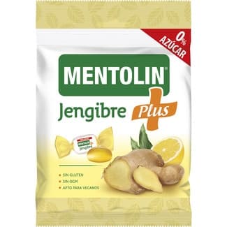 Caramelos duros Plus de jengibre sin gluten 0% azúcar apto para veganos bolsa 90 g -