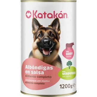 Comida húmeda para perros adultos albóndigas en salsa con buey y verduras lata 1,2 kg -