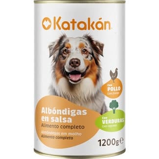 Comida húmeda para perros adultos albóndigas en salsa con pollo y verduras lata 1,2 kg -