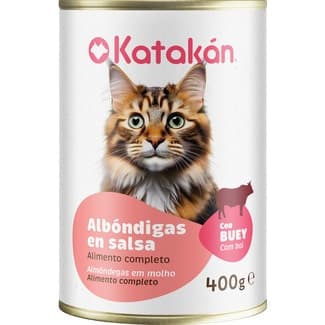 Comida húmeda albóndigas en salsa para gatos con buey lata 400 g -