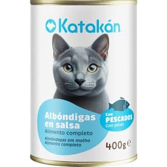 Comida húmeda albóndigas en salsa para gatos con pescado lata 400 g -
