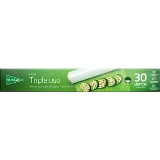 Film transparente triple uso para cocinar en microondas congelar y conservar rollo 30 m -
