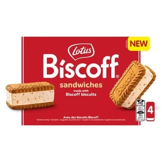 Biscoff sándwich de helado con trozos de galleta caramelizada 4 unidades estuche 320 ml -