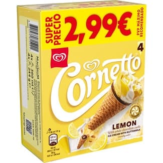 Conos de helado de limón 4 unidades estuche 360 ml -