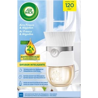 Ambientador eléctrico difusor inteligente Aire fresco & Algodón aparato + recambio con aceites esenciales -