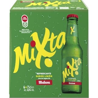 Cerveza rubia sabor limón pack 6 botellas 25 cl -