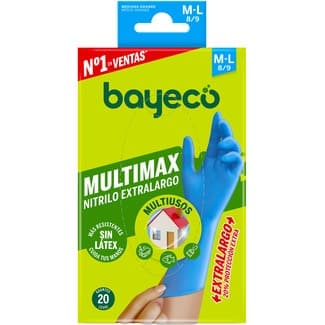 Guantes de nitrilo extralargo Multimax talla M-L estuche 20 unidades -