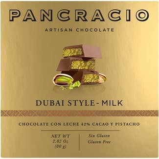 Chocolate con leche 42% cacao y pistacho estilo Dubai sin gluten tableta 80 g -