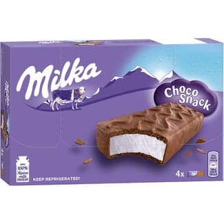 Snack de bizcocho de cacao con dos capas de galleta y crema de leche fresca pack 4x27g envase 108 g -