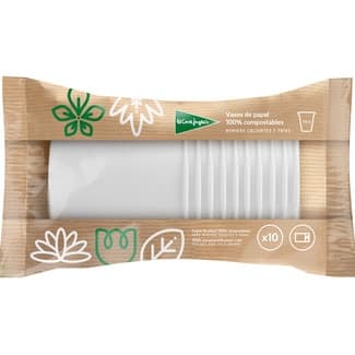 Vasos compostables de papel blancos 115 cc paquete 10 unidades -