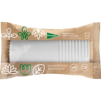 Vasos compostables de papel blancos 210 cc paquete 10 unidades -