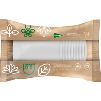 Vasos compostables de papel blancos 440 cc paquete 10 unidades -
