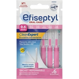 Cepillo interdental Clean Expert 0.6 mm flexible a 90º blister 6 unidades -