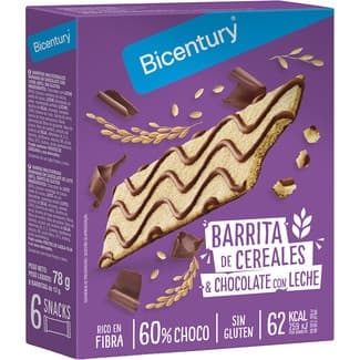Barrita de cereales y chocolate con leche sin gluten 6 unidades envase 78 g 6 unidades -
