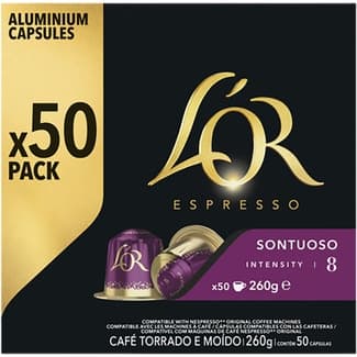 Café Sontuoso intensidad 8 estuche 50 cápsulas compatibles con máquinas Nespresso -
