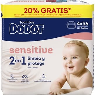 Toallitas infantiles Sensitive sin perfume pack 4 x 56 unidades envase 224 unidades -