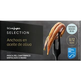 Filetes de anchoa en aceite de oliva pesca del Cantábrico lata 30 g neto escurrido -