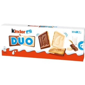 Duo galletas con tableta de chocolate con leche y chocolate blanco estuche 12 unidades -
