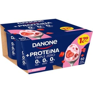 Protein yogur con proteínas con fresa desnatado 0% m.g. 0% azúcares añadidos pack 4 unidades 100 g sin gluten -