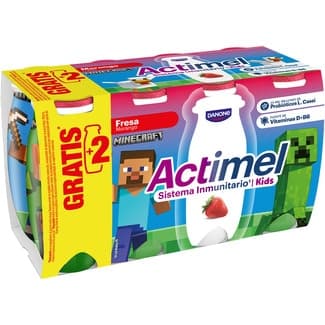 Kids L. Casei con fresa sin gluten pack 6 unidades 100 g + 2 gratis -