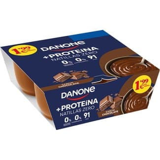 Protein natillas con proteínas de chocolate 0% azúcares añadidos pack 4 unidades 120 g sin gluten -