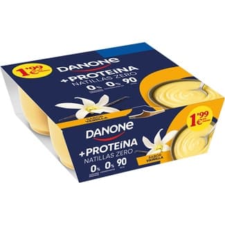 Protein natillas con proteínas sabor vainilla 0% azúcares añadidos pack 4 unidades 120 g sin gluten -