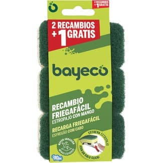 Recambio para estropajo fibra verde con mango Friegafácil envase 2 unidades -