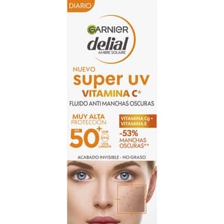 Fluido protector solar facial anti manchas Super UV Vitamina C SPF-50+ tubo 40 ml -