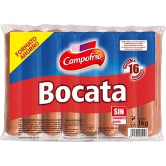 Bocata salchichas cocidas de cerdo y pollo sin gluten sin lactosa 16 piezas envase 1 kg -