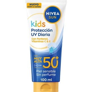 Kids Protección Uv Diaria con pantenol, vitaminas C y E SPF50+ piel sensible y sin perfume tubo 100 ml -