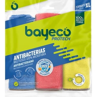 Bayeta microfibra multiusos Protech antibacterias paquete 3 unidades -