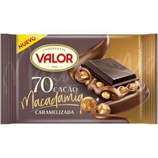Chocolate negro 70% cacao relleno de nueces de macadamia caramelizadas tableta 150 g -