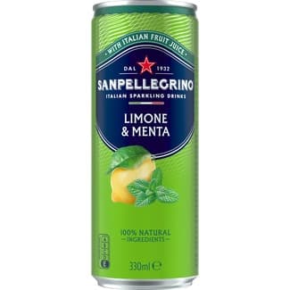 Agua mineral natural con gas con sabor limón y menta lata 33 cl -