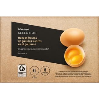 Huevos frescos de gallinas sueltas en el gallinero categoría A clase XL estuche 6 unidades -