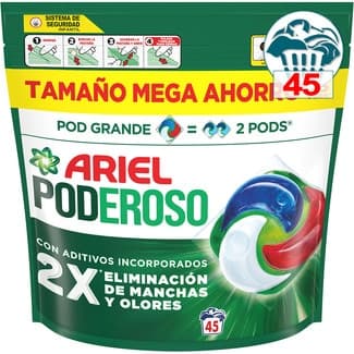 Detergente cápsulas Poderoso Original Pod grande bolsa 45 dosis -