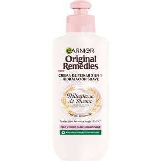 Crema de peinado 2 en 1 Delicatesse de Avena con leche de avena y glicerina hipoalergénico dosificador 200 ml para pelo y cuero cabelludo sensible -