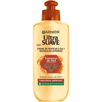 Crema de peinado 2 en 1 Tesoros de Miel Antifrizz con miel de acacia y cera de abeja dosificador 200 ml para cabello dañado y quebradizo -
