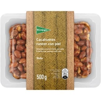 Cacahuetes runner fritos con piel y sal tarrina 500 g -