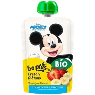 Bio fresa y plátano sin gluten 100% fruta sin gluten desde 4 meses bolsita 100 g sin azúcares añadidos -