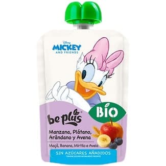 Bio manzana, plátano, arándano y avena 100% fruta desde 6 meses bolsita 100 g sin azúcares añadidos -